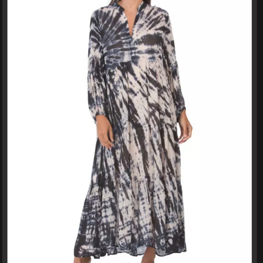 Young Fabulous & Broke Tallia Tie-Dye Maxi Dress in Blue Safari Wash size XS